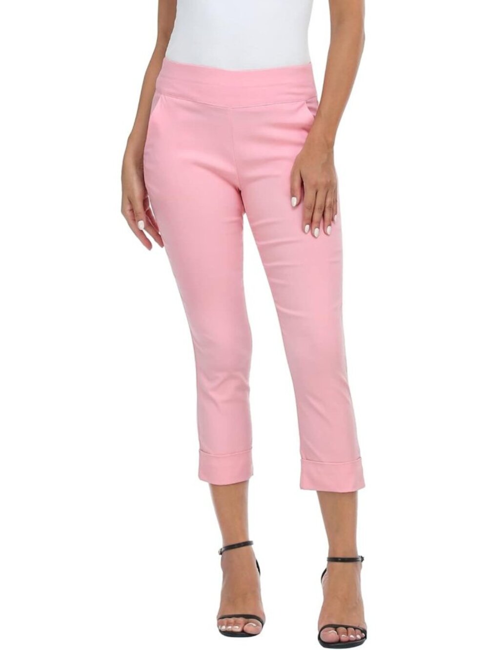 Comfortable Women's Capri Pants with Pockets | Elastic Waist Cropped Work